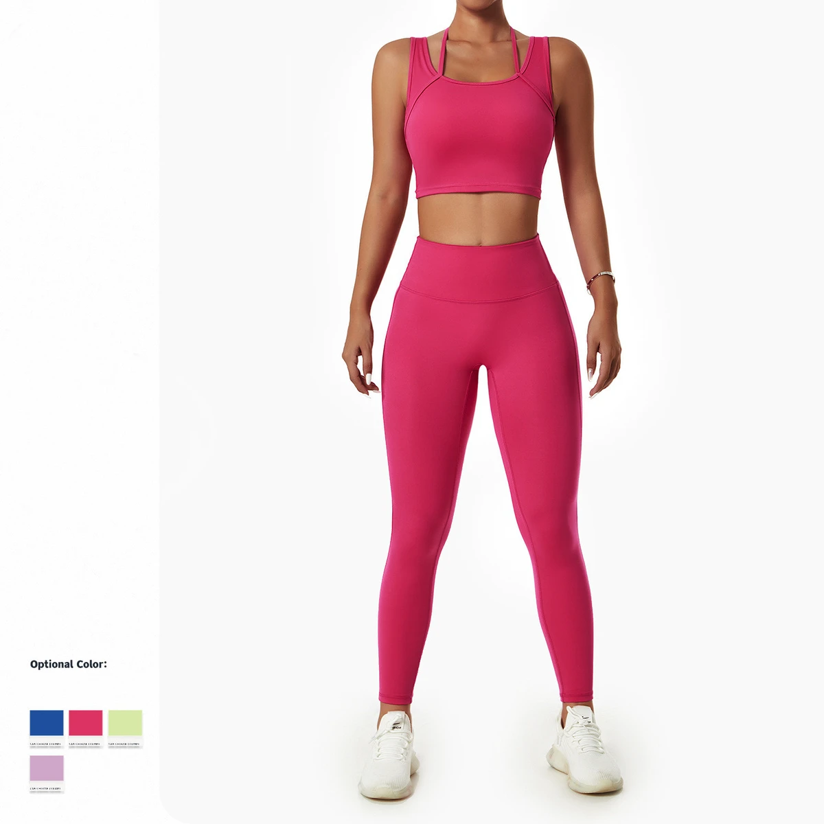 Women's New Quick Dry Lightweight Breathable Four-Way Stretch Spandex/Nylon 2-Piece Gym Fitness Wear U-Neck Sexy Sports Bra Yoga