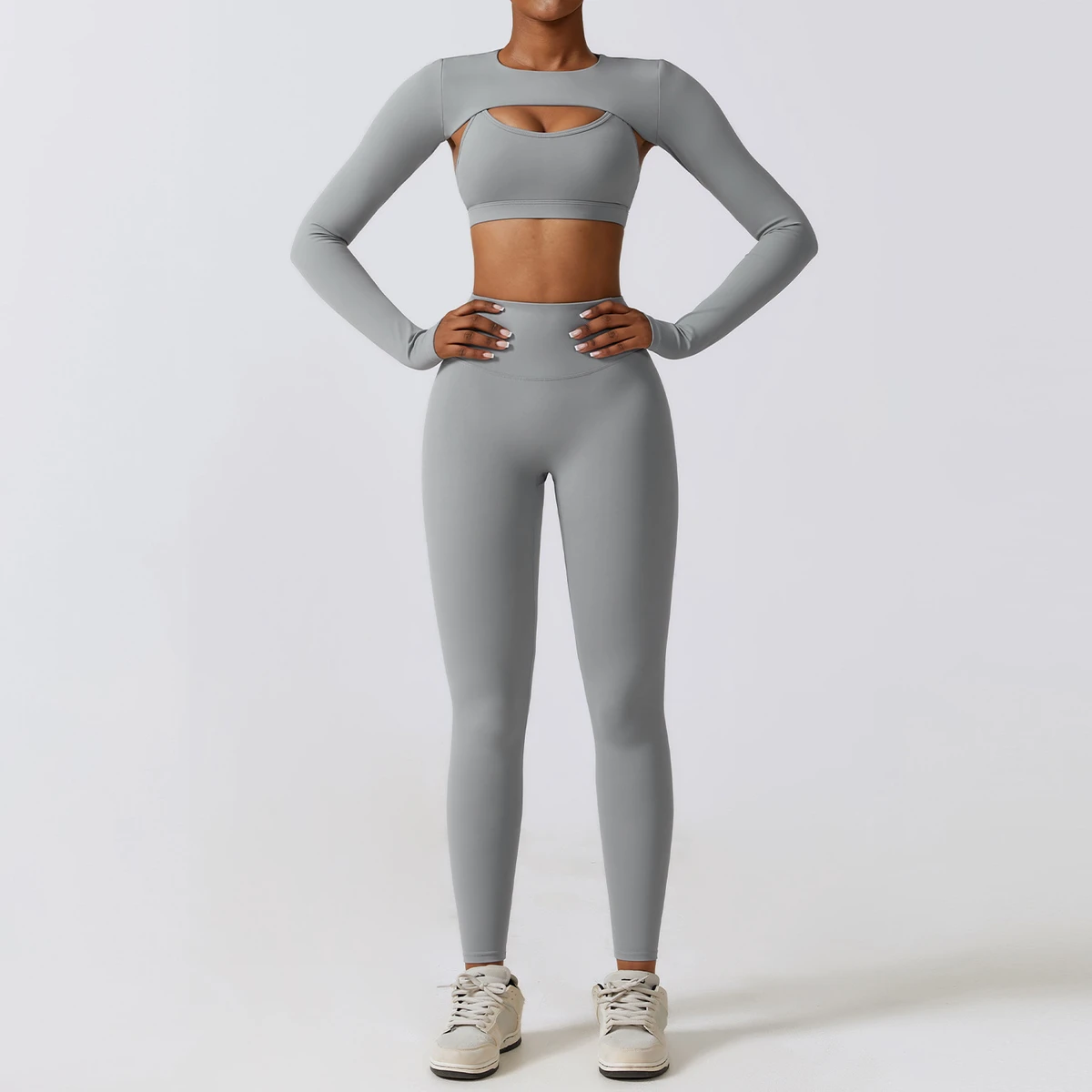 High Quality Custom Made Women Yoga Sets Solid Pattern Eco-Friendly Breathable Elastic Waist Quick Dry Fitness Gym Wear Low