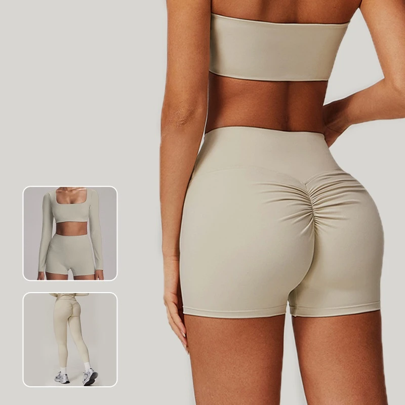 Womens Gym Wear Clothes Gym Womens Gym Womens Clothes Shorts High Waist Butt Lifting Spandex Nylon for Yoga Workout Wholesale