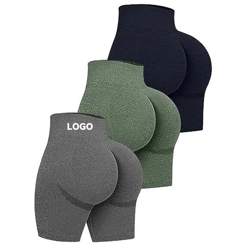 2025 High-Waisted Butt-Lifting Fitness Sports Ribbed Yoga Shorts for Women