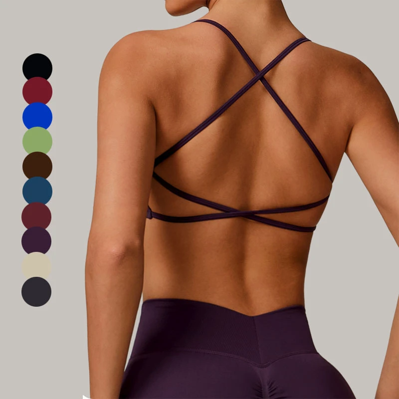 Custom Logo Seamless Yoga Sports Bra Quick-Dry Fitness Tank Top with Breathable Back Design Simple Style for Running Gym Yoga