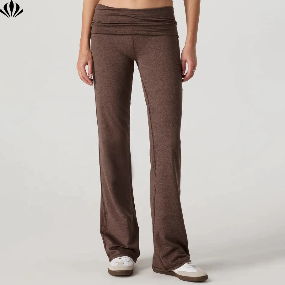 New Arrival Women's 4-Way Stretch Polyester Elastane Mid Waist Knit Casual Pants