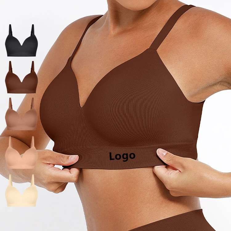 Hexin Women's Plus Size Full Coverage One-Piece Seamless Shapewear Breathable Wireless Bra with Push-up Cup Logo Wholesale