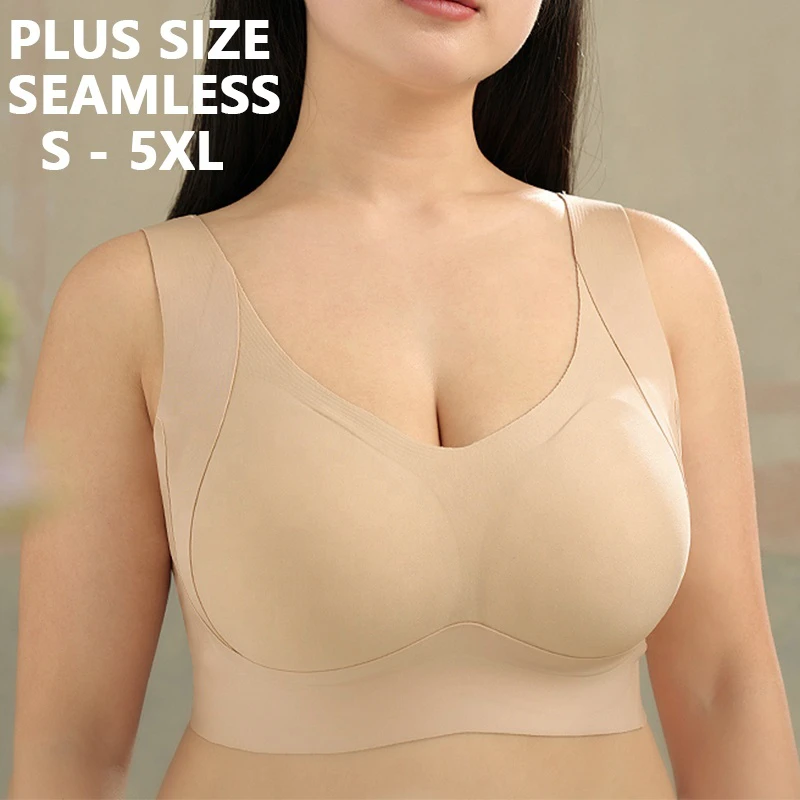 Wireless Push-Up Breathable Plus Size Huge Boob Bra Adjusted Straps Sujetador De Mujer Gather Seamless Large Cup Jelly Yoga Bra