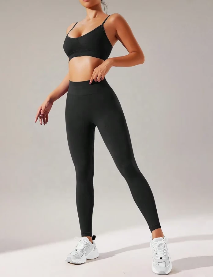 Backless Adjustable Yoga Sports Bra Gym Set Women Cross Back Scrunch Butt Gym Leggings 2 Piece Yoga Sets for Women