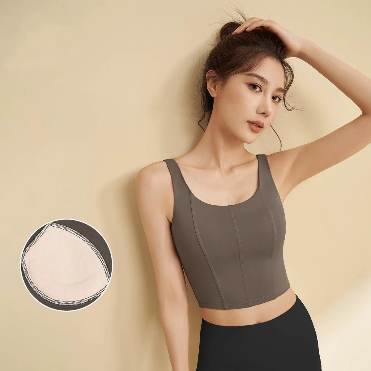 Women's Eco-Friendly Lightweight Seamless Four-Way Stretch Adjustable Straps High Support Sports Bra Yoga Fitness Vest