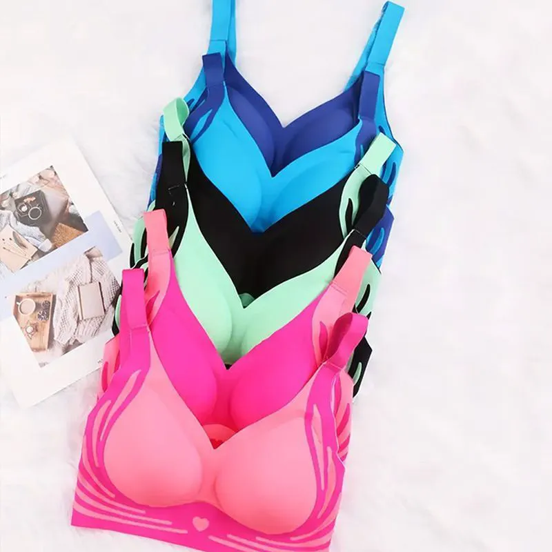 Size Ladies Breathable Seamless Printed Sporty Wire-Free Sports Bra Sexy Fashion Summer Underwear Adjustable Straps Solid