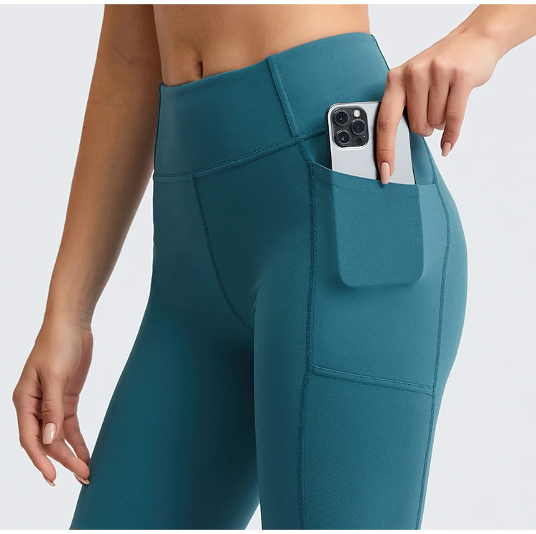 Custom High Waist Print Sports Yoga Leggings Side Pocket Tummy Control Waterproof Quick Dry Fitness Gym Shorts Pants Women Wear