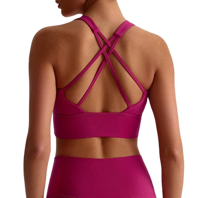 Custom Sports Bras for Women Crisscross Back High Longline Workout Yoga Bra Sports Bra Padded Push up Sports Bra
