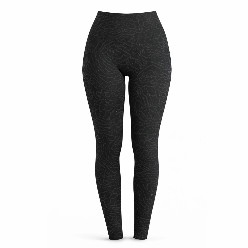 High Waist Full Length Yoga Leggings With Subtle Print Pattern Four-Way Stretch Spandex Polyester Activewear Pants
