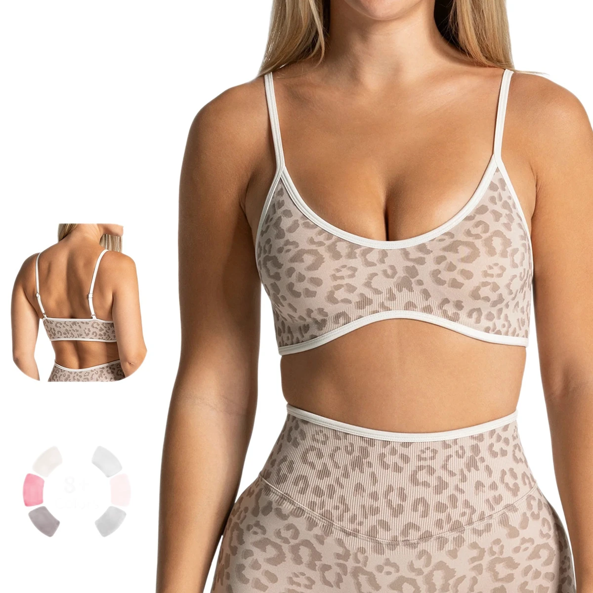 YanRuo 2026 New Leopard Print Fitness Bra - Color-Contrasting Shockproof Backing Outdoor Beautiful Back Fitness Underwear