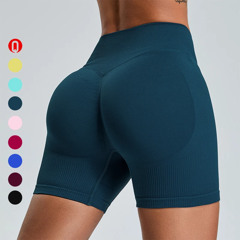 Custom Ladies High Waist Tummy Control Butt Lifting Yoga Shorts Fitness Wear Running Quick Dry Gym Workout Shorts for Women