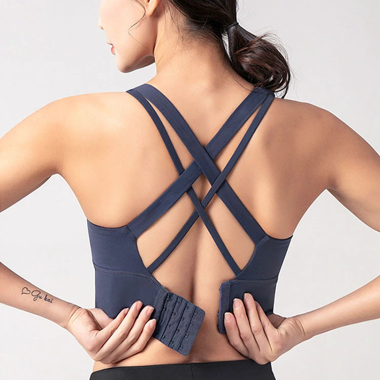 2026 High Quality Designer Custom Nylon Spandex Fitness Yoga Wear Gym Workout Adjustable Strap Sports Bra for Women
