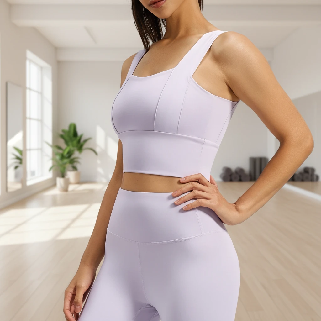 Cross-border High-Strength Shock-Absorbing Breathable Simple Yoga Bra in Vest Style for Women Sports Fitness