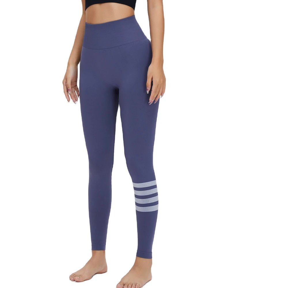 Women High Waisted Solid Sports Leggings Breathable Four-Way Stretch Spandex/Nylon Yoga Fitness Pants Wholesale