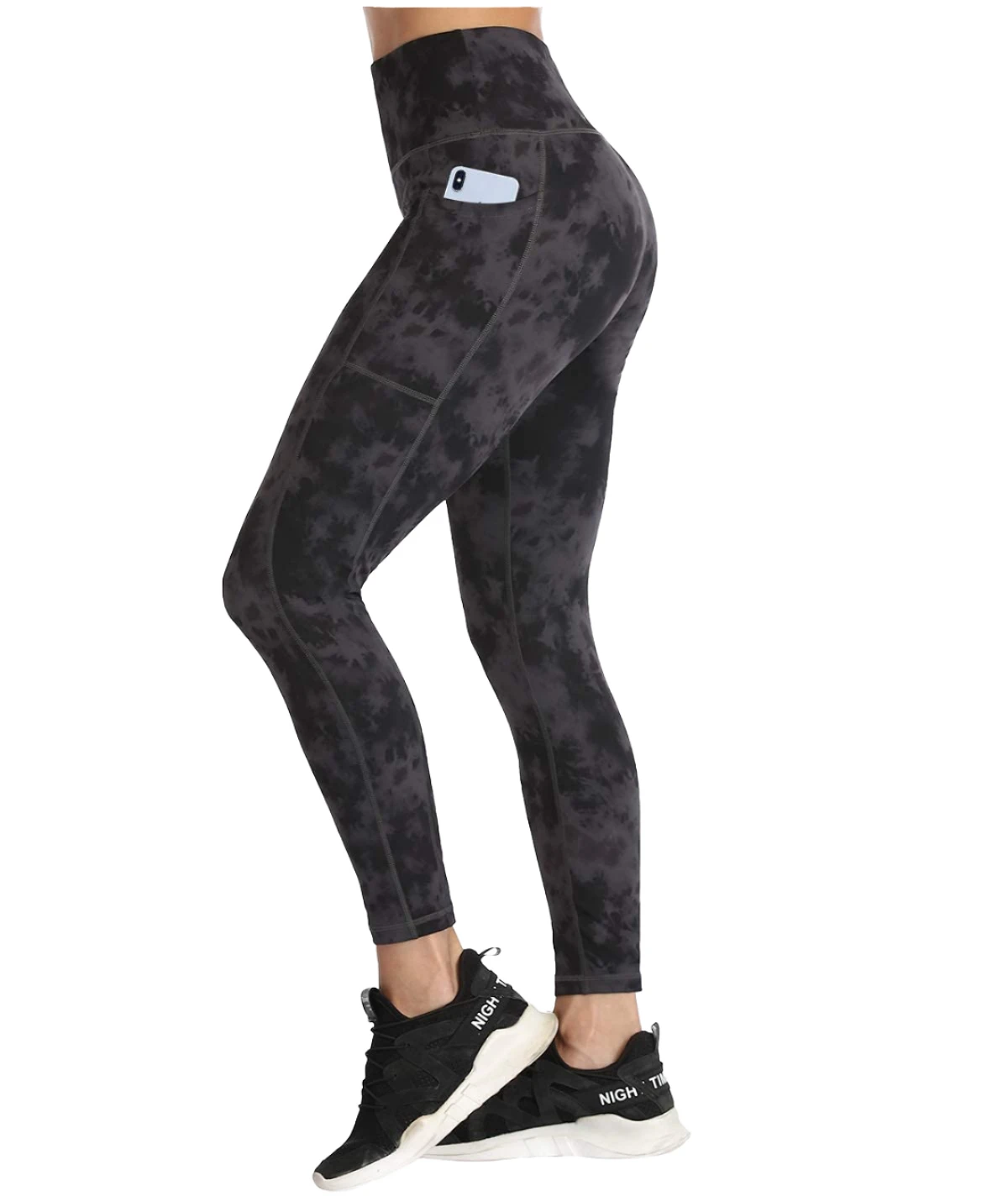 Custom Logo High Waist Yoga Leggings with V Shaped Cut Camo Printed Gym Scrunch Pants with Side Pockets Elastic Waist Closure