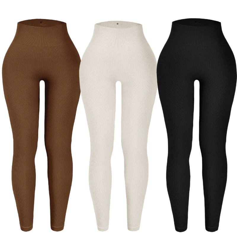 Custom Logo Breathable Seamless High Waist Yoga Pants Leggings For Women Fitness Yoga With Solid Color Adult Size