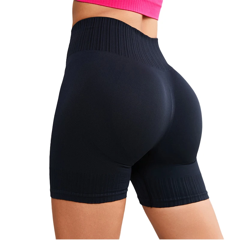 Wholesale Seamless Breathable Solid Spandex/Nylon Yoga Shorts Women's High-Waisted Peach Hip Lifting Tight Sports
