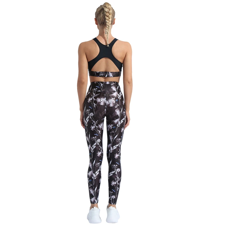 Women's Yoga Set 2-Piece Fitness Wear Sportswear Stand Neckline Drawstring Closure Elastic Waist Front Logo Quick Dry Breathable