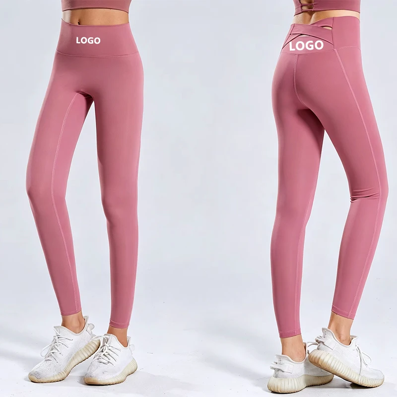 2026 New Quick-drying Solid Ankle-Length Sports Yoga Pants High Waist Peach Hip Elastic Cross Fitness for Women