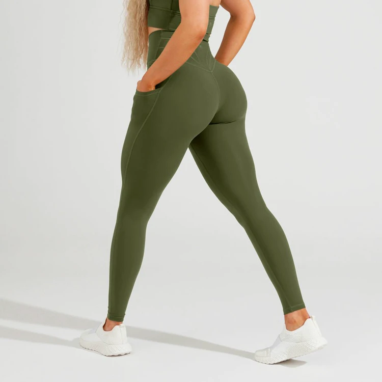 China High Waist Mesh Tight Workout Sports Gym Scrunch Butt Seamless Yoga Woman Legging With Pocket Factory