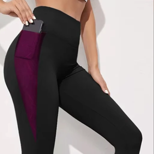 Wholesale High Waist Stretch Womens Leggings Sports Sexy Line Legging Gym Fitness Pants Women Yoga Leggings with Triangle Pocket