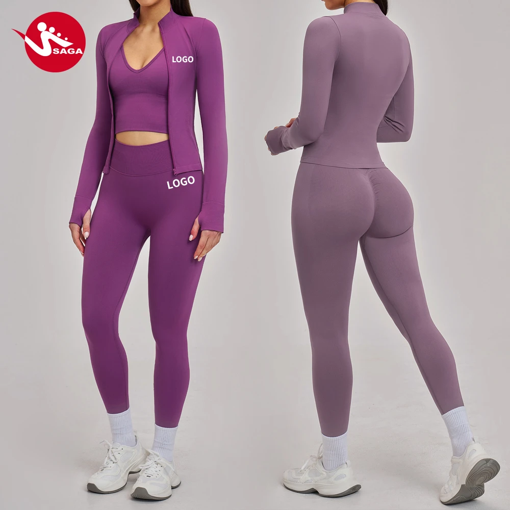 Women's Seamless Solid 2-Piece Yoga Set I-shaped Beautiful Back Tight Fitness Clothing High Elastic Running Sports Suit for Gym