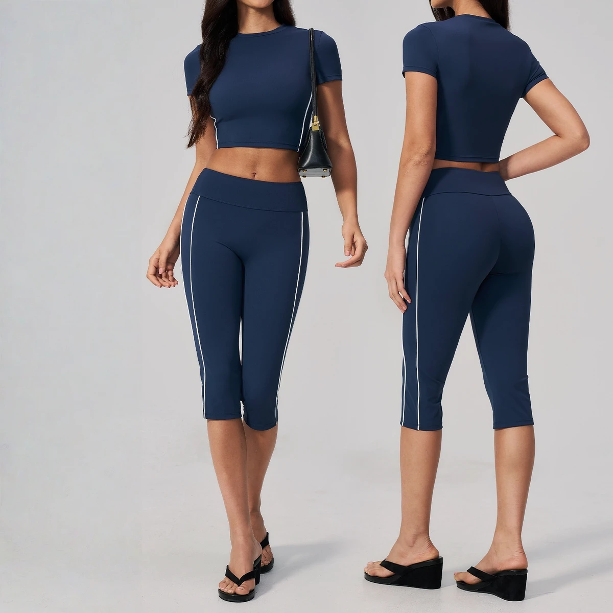 Women High Elastic Shockproof Yoga Set Hip Lift Quick Dry Outdoor Fitness Sports Workout Suit