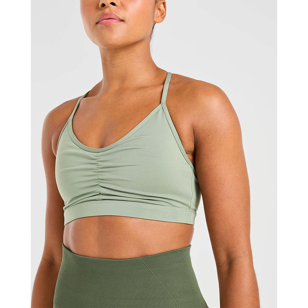 Women's High Support Fitness Sports Bra Simple Front Ribbed Fabric Quick Dry Breathable U-NECK White Summer Winter