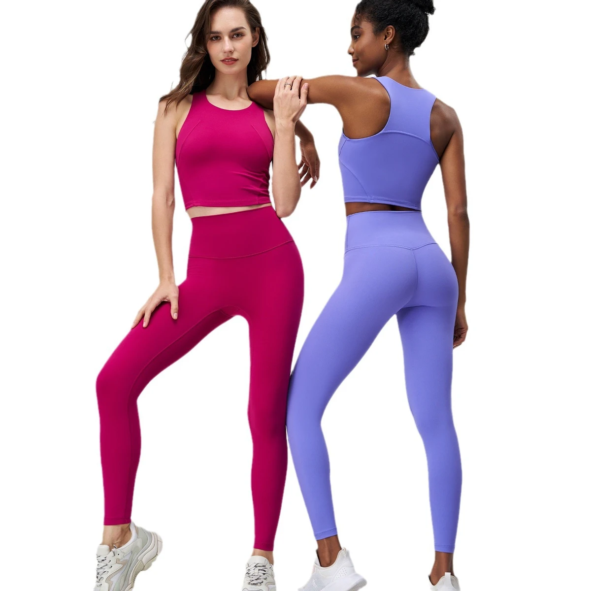 Women's Integrated Fitness Bra Quick-Drying Yoga Pants High Elastic Hip Lift Outdoor Sports Two-Piece Set High Style Yoga Suit