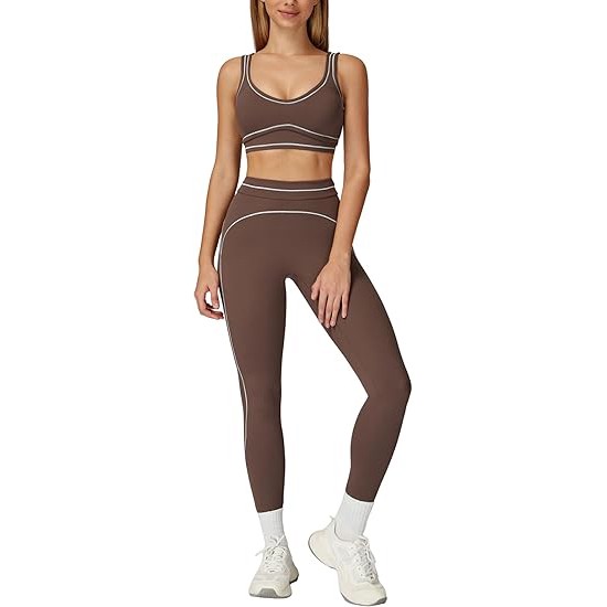 Performance Reversible Yoga Set Breathable Four-Way Stretch Eco-Friendly Quick Dry Lightweight Spandex/Nylon High-Waisted