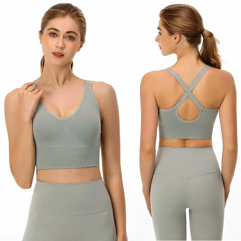 OEM Ladies' Sports Vest, Vest Plus Size Thin Shoulder Strap Yoga Underwear, High Elastic and High Support Sports Bra.