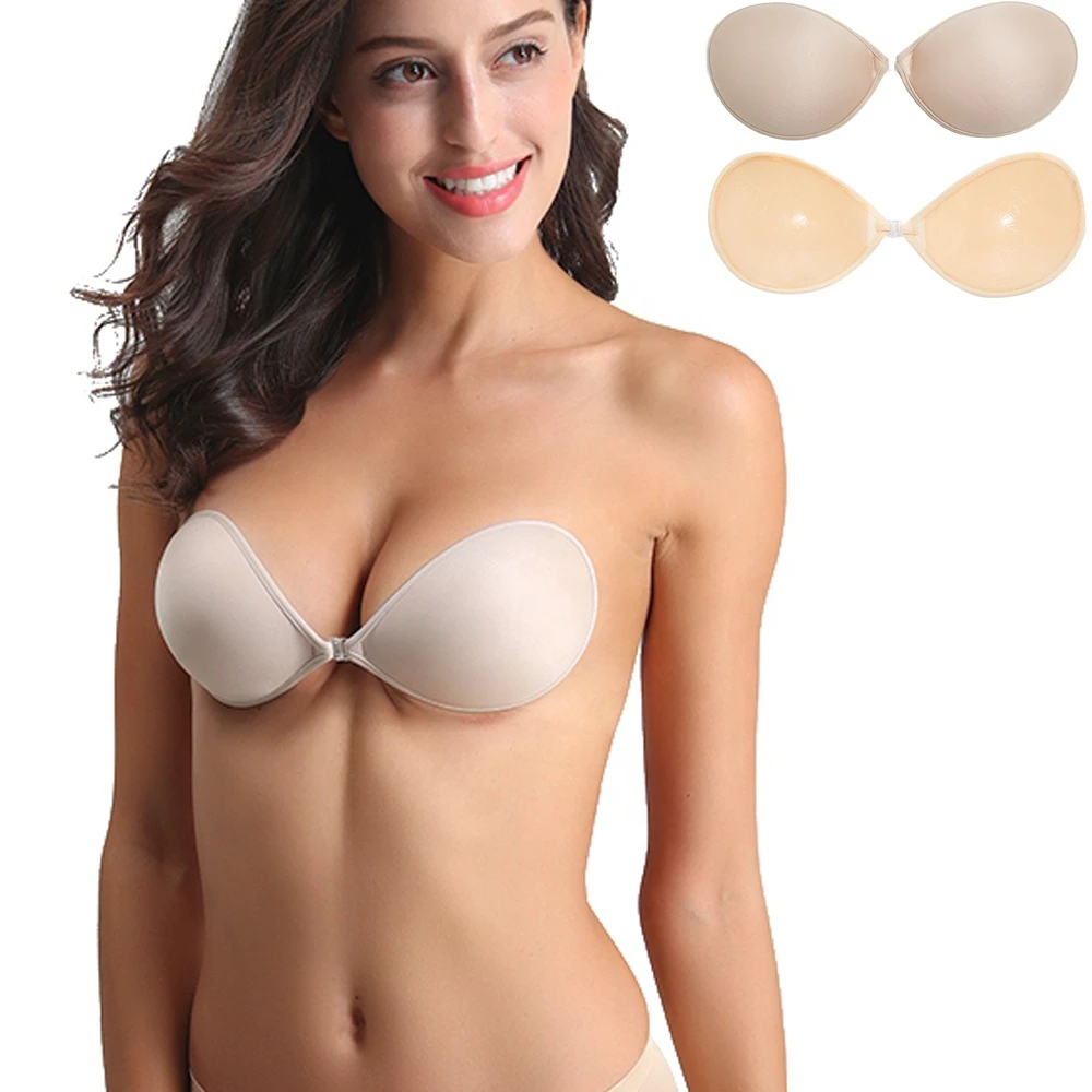 Women's Invisible Breast Lift Up Wire Free 3/4 Cup Silicone Strapless Backless Adhesive Push Up Bra