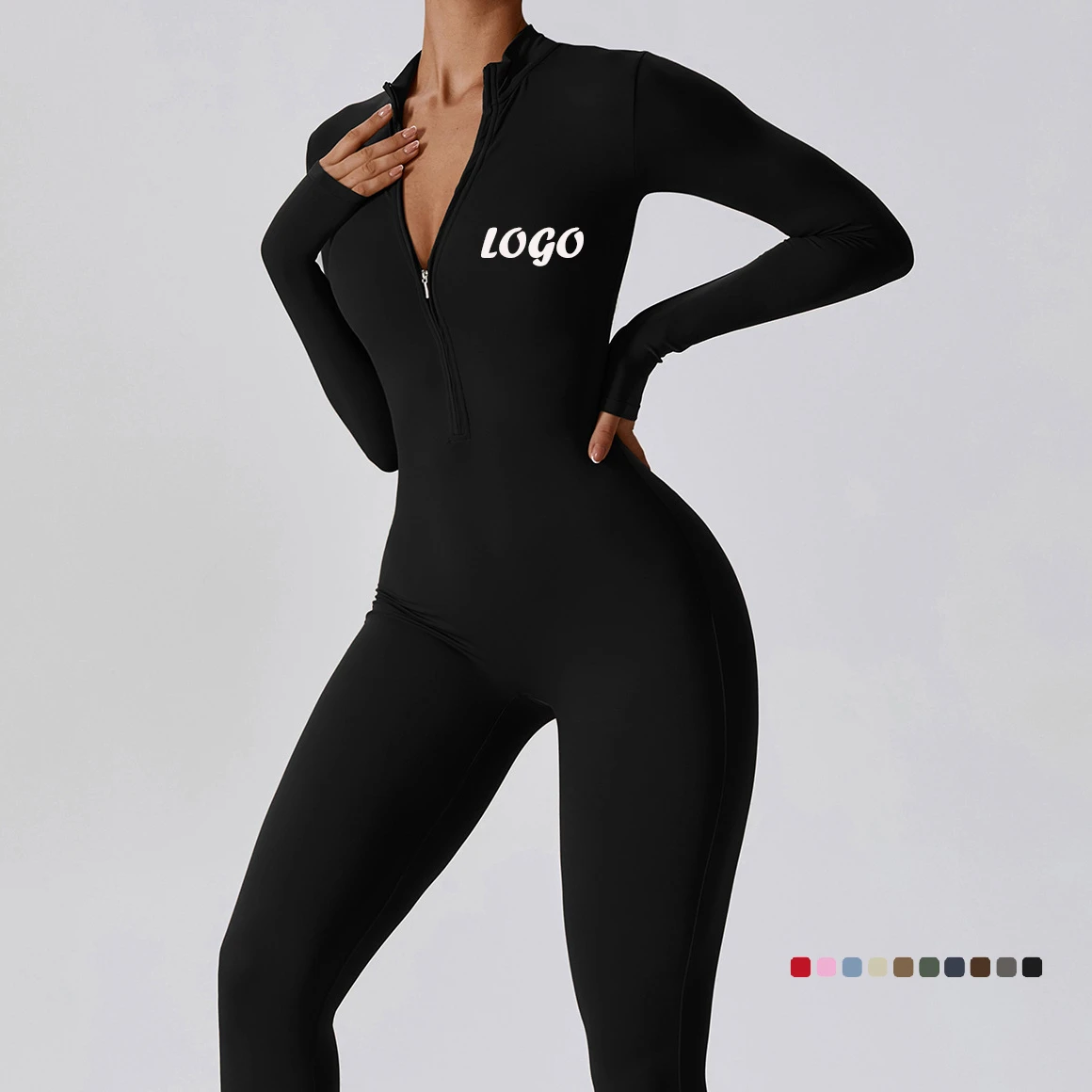High Quality Women's Nylon Spandex Elastic Sports Fitness Yoga Bodysuit Jumpsuit Custom Logo Seamless Yoga Fitness Sets
