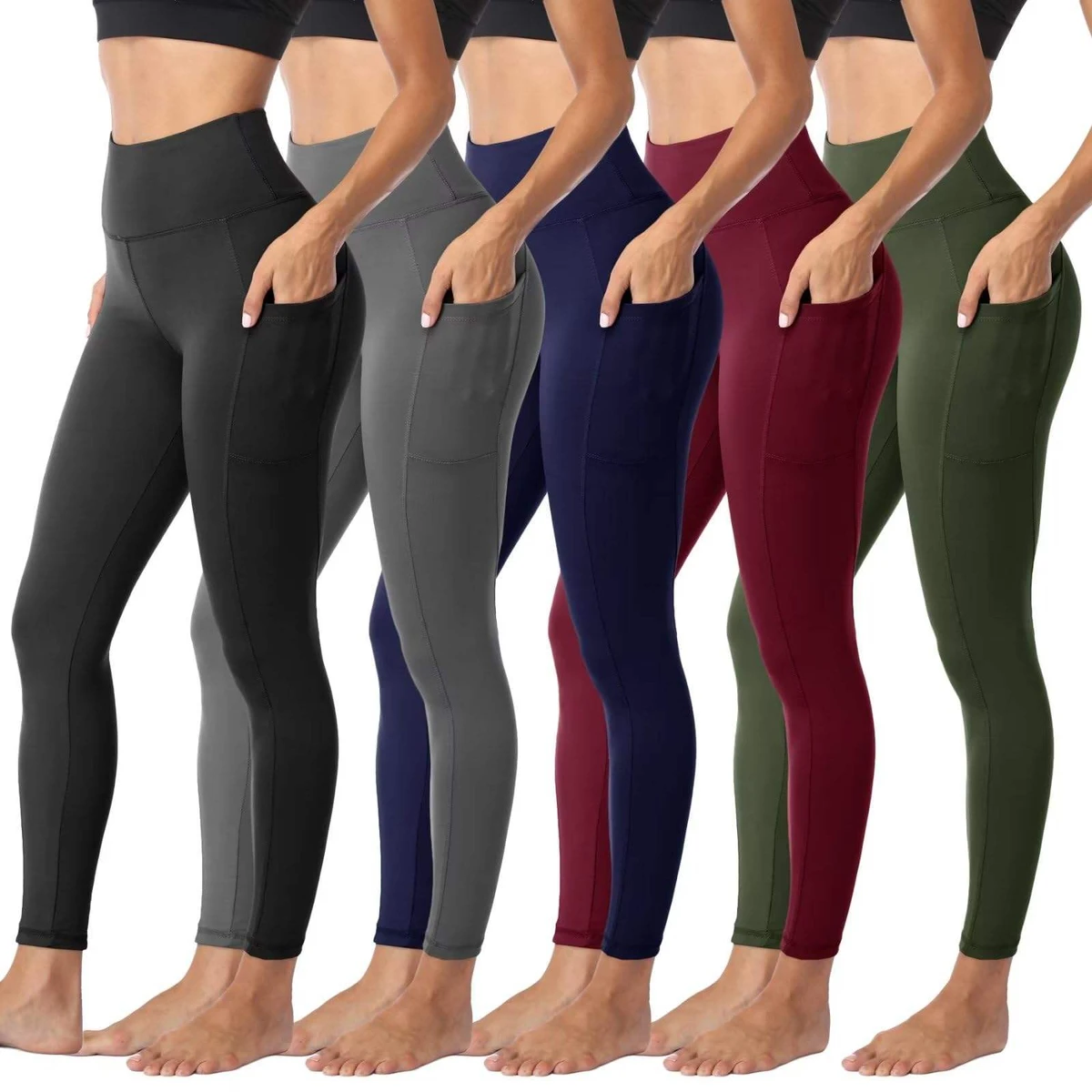 Custom Women's Super Soft Gym Fitness Tights Leggings 30 Colors with Pocket Milk Silk Workout Yoga Pants Formal Style