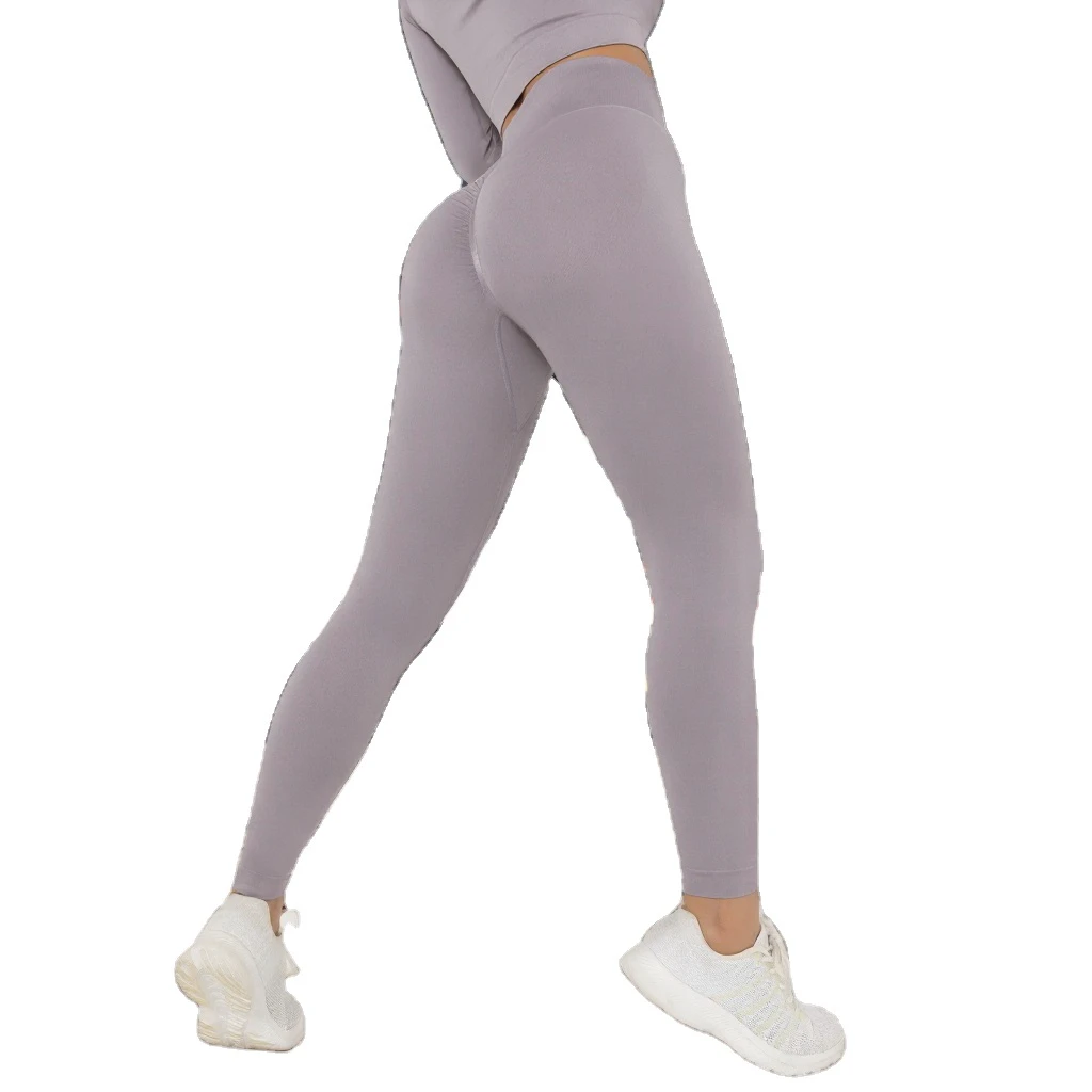 Peach Butt Seamless High Waist Solid Full Length Yoga Pants Women Tummy Control Elastic Fitness Gym Running Sports Leggings