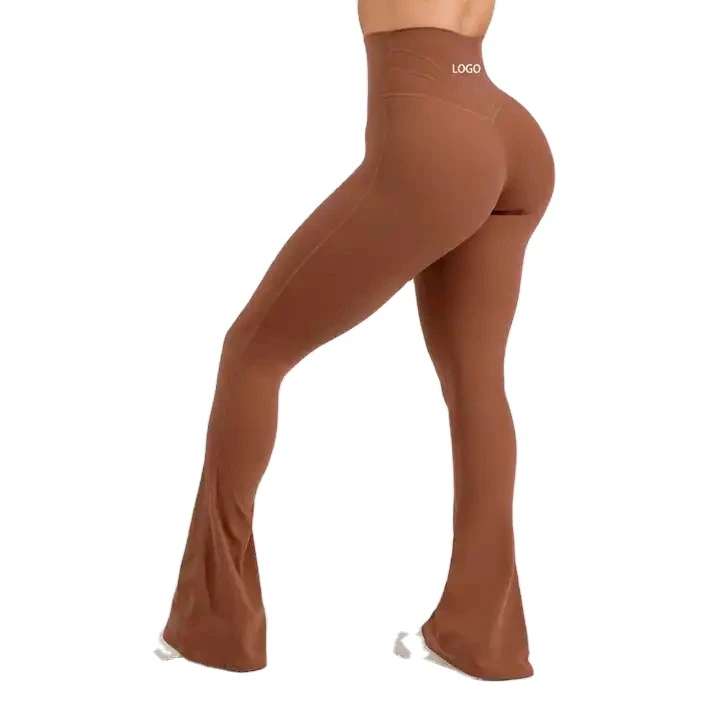 2023 Custom Four Way Stretch Sportswear High Waisted Yoga Pants Full Length Flare Workout Gym Leggings for Women
