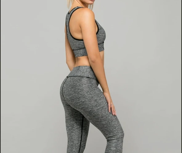 High Waist Seamless Lightweight Yoga Leggings Women Full Length Printed Gray Stretchy Workout Pants Elastic Waist Four-Way