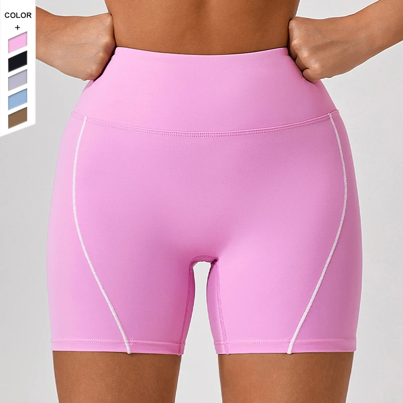 2024 Summer New High Waist Tight Naked Yoga Pants With No Embarrassing Line Women's Peach Hip Lifting Three Point Fitness Pants