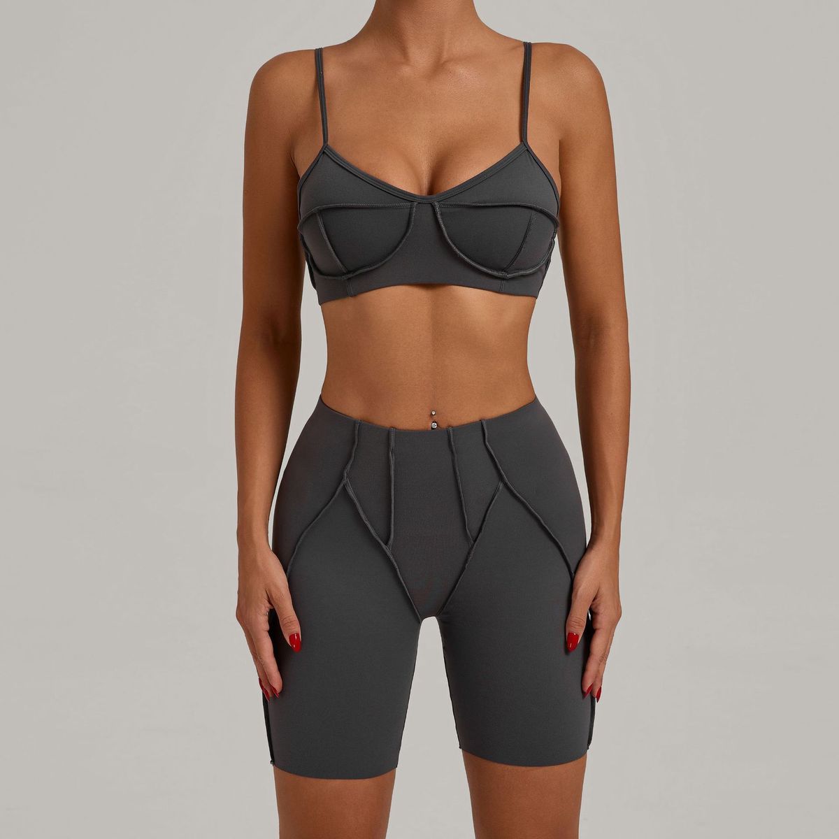 YanRuo Women's Solid Lightweight Quick-Drying Breathable Brushed Yoga Sports Shorts 2-Piece Set High-Waisted Four-Way Stretch