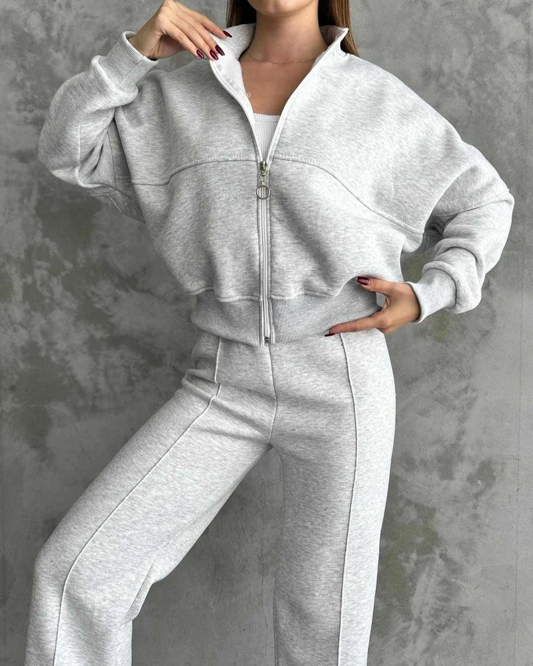 Two Piece Plus Size Women's Casual Winter Tracksuit Set Printed Cotton French Terry Solid Zip Crop Top Hoodies Shorts Fleece