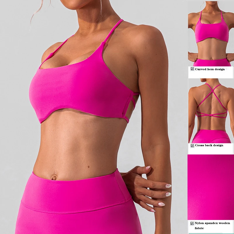2024 High Quality Yoga Wear Cross Back Sports Bras Custom Fitness Workout Gym Bra