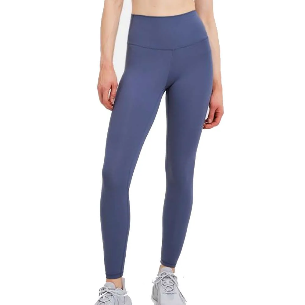 High Waist Seamless Yoga Leggings Full Length Solid Color Spandex Nylon Four-Way Stretch Elastic Waist Pants