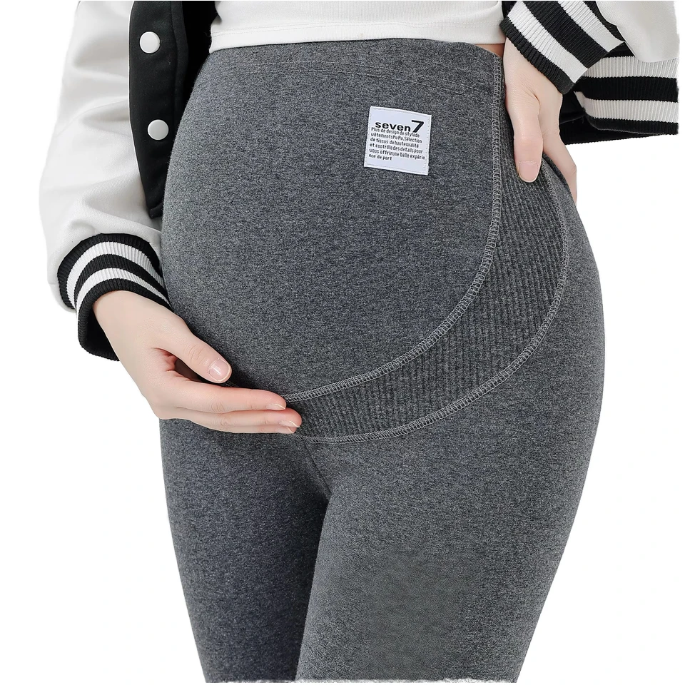 Maternity Pants Plus Size Cotton Belly Support High Waist Maternity Leggings Autumn and Winter Fleece Pants