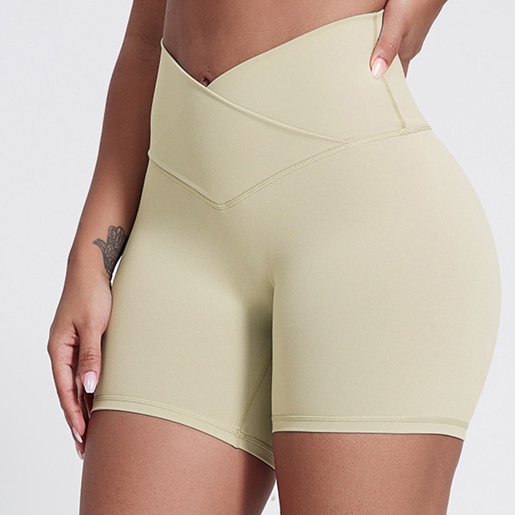 Women's High Waist Three-Quarter Satin Yoga Shorts Pockets New Solid Color for Spring Summer Fitness Sports Workout Running
