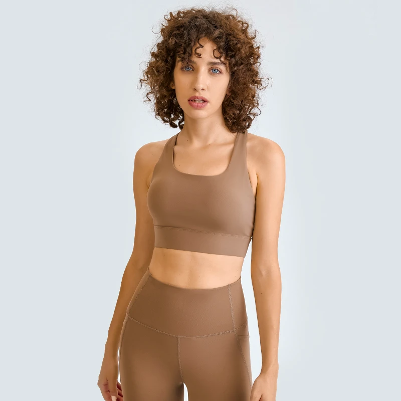 Women's High-Strength Shockproof Sports Bra Lightweight Yoga New Buckle Breathable Hollow Back Design Plus Size DW148