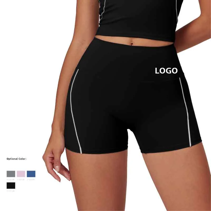 2024 Color Contrast Summer New High-waisted Tight Yoga Short Pants Women's Hip Lift Three-point Short Pants
