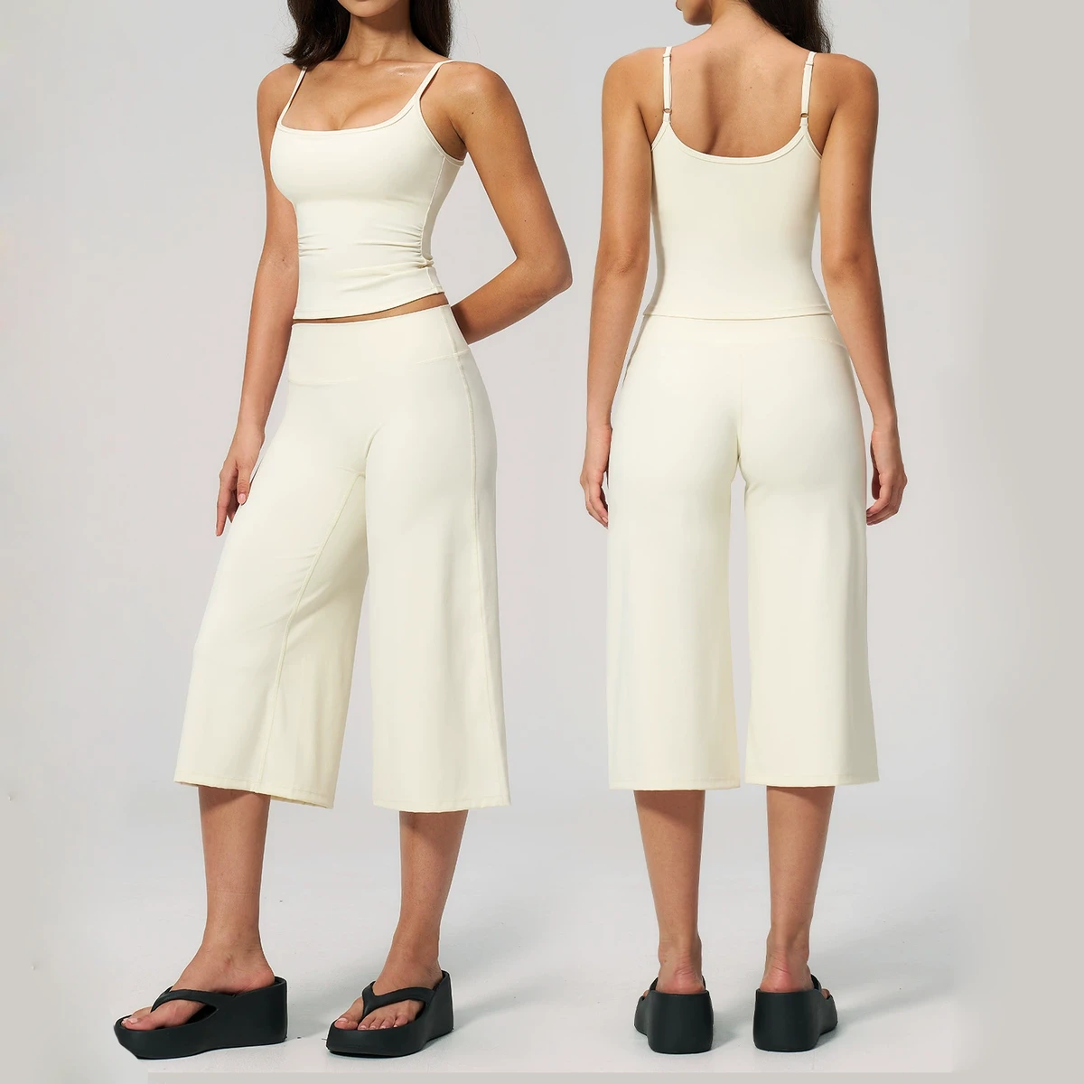 2 Piece Women Gym Outfit Set Padded Sports Top High Waisted Pants Hogh Stretch Fabric Breathable Yoga Fitness Clothing