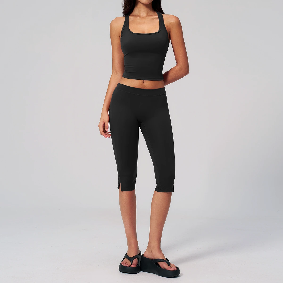 For Women's Solid High Elastic Quick-drying Set Spandex/Nylon Fitness Sports Casual All-match 2-Piece Yoga Suit