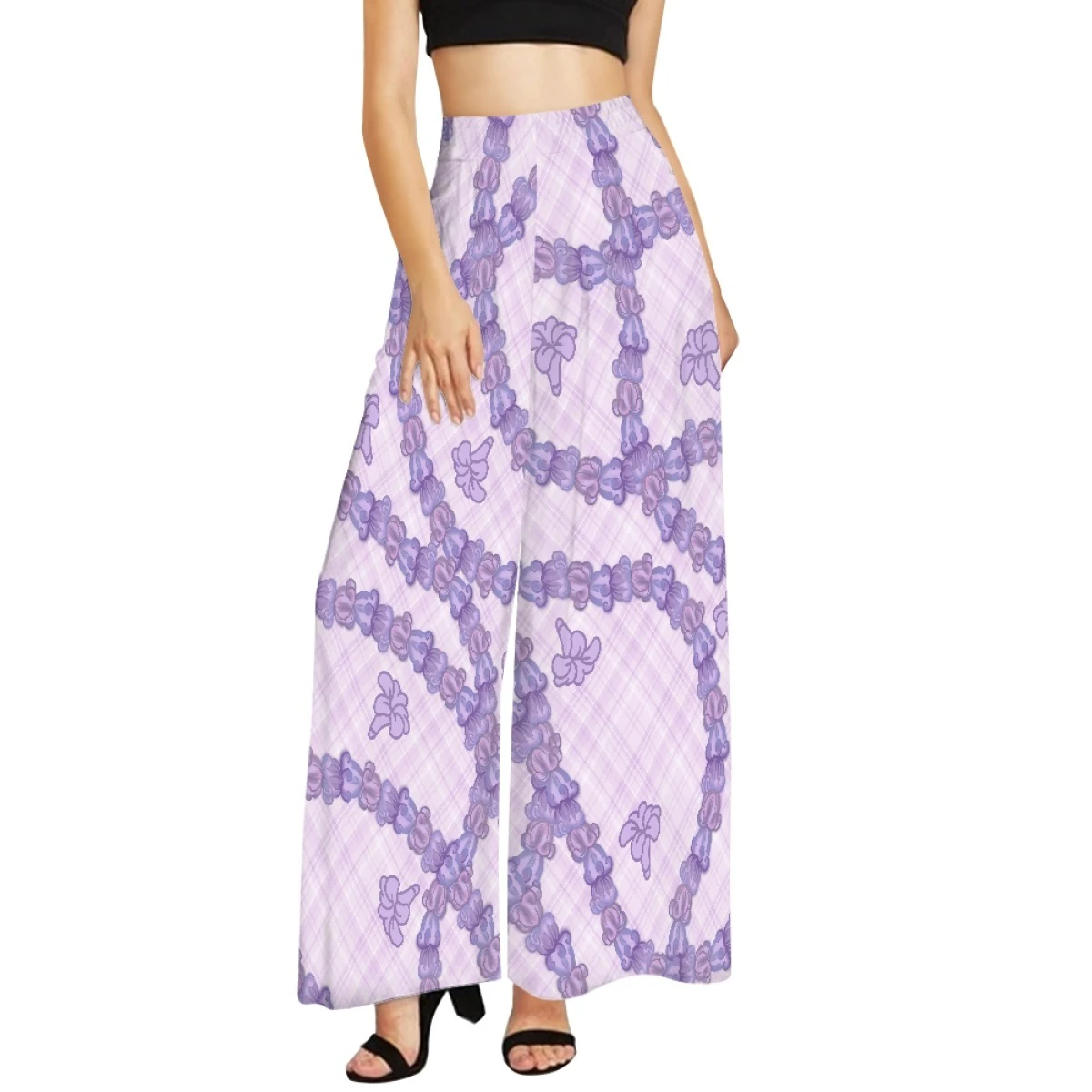 New Summer Products Exclusive Customization Plus Size Wide Leg Pant Hawaii Lei Print on Demand High Waist Wide Leg Pants Women